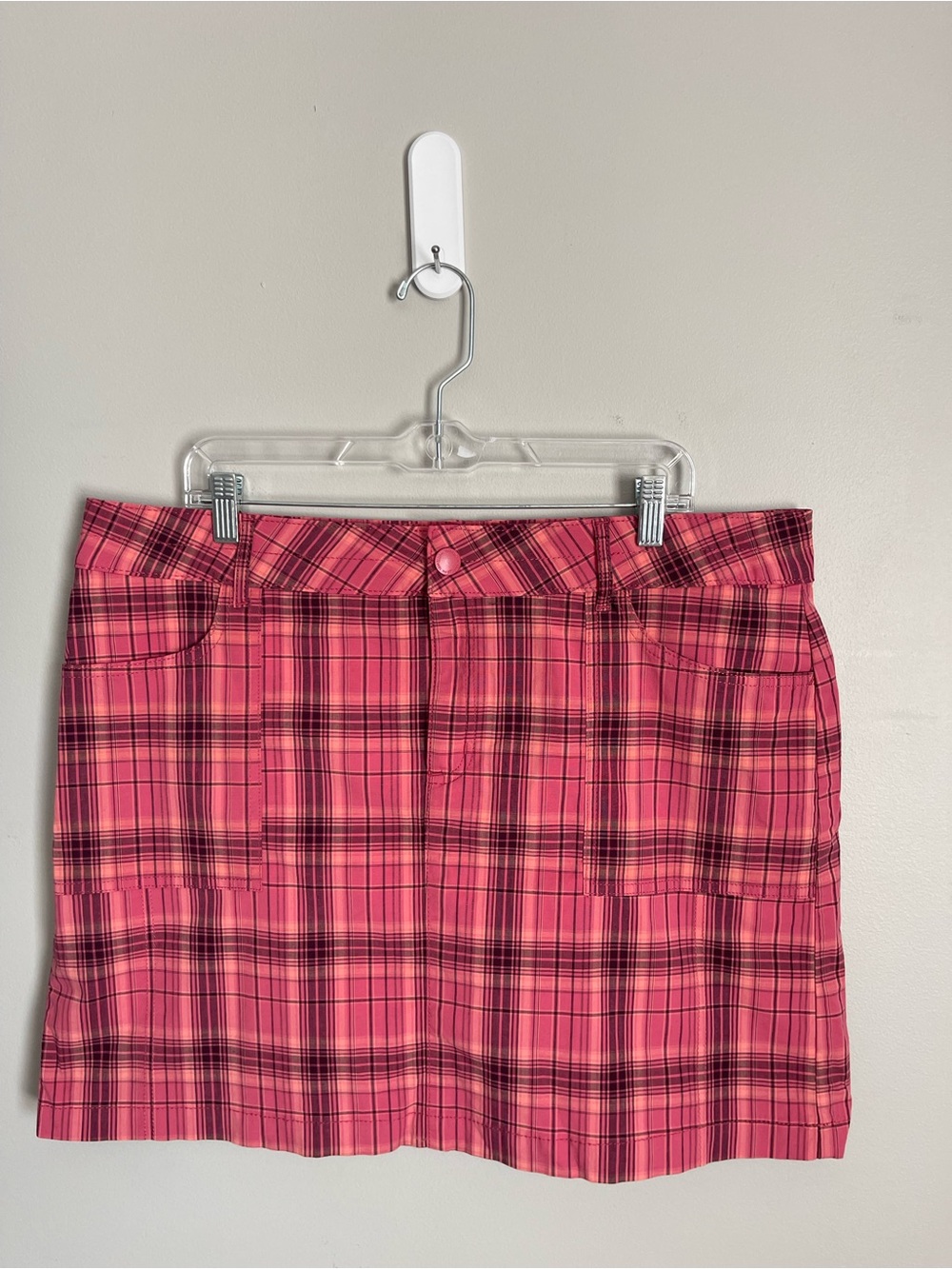 LEE Pink Plaid Straight Fit Golf Skort Sz 16